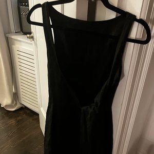 SIR the label boat neck open back tie back mini dress